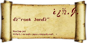 Érsek Jenő névjegykártya